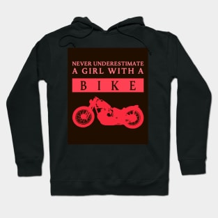 Never Underestimate a Bikergirl red Hoodie